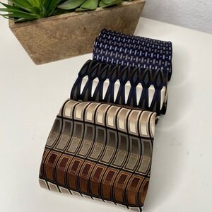 Giorgio Brutini Di Moggio Mens Silk Ties Set Geometric Neckties 90's Y2K Vintage